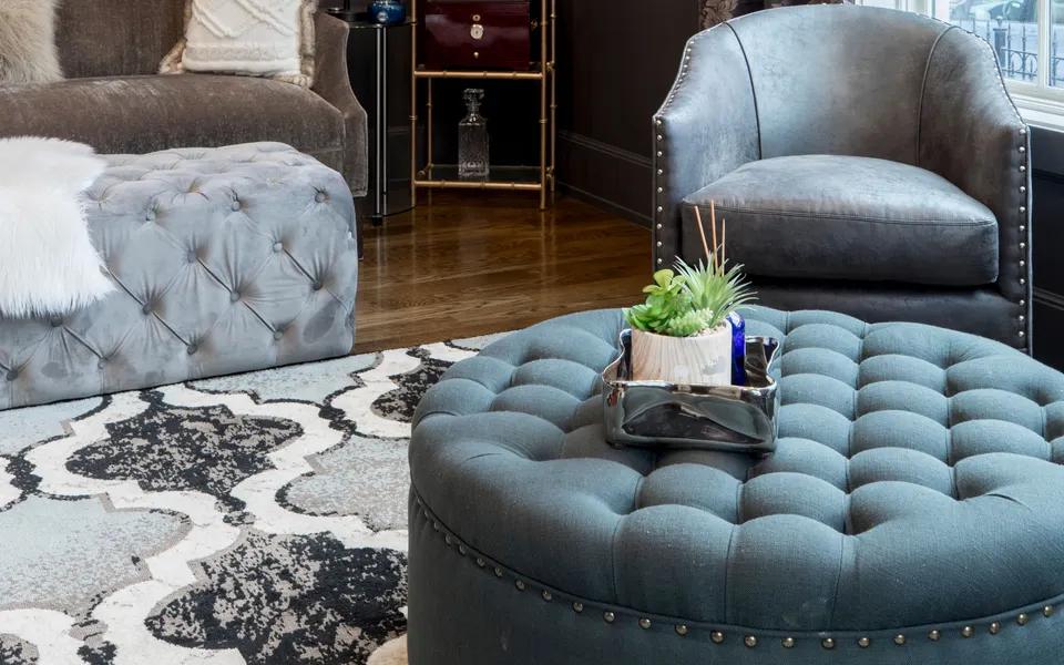 Sofas and furniture in a furnished interior
